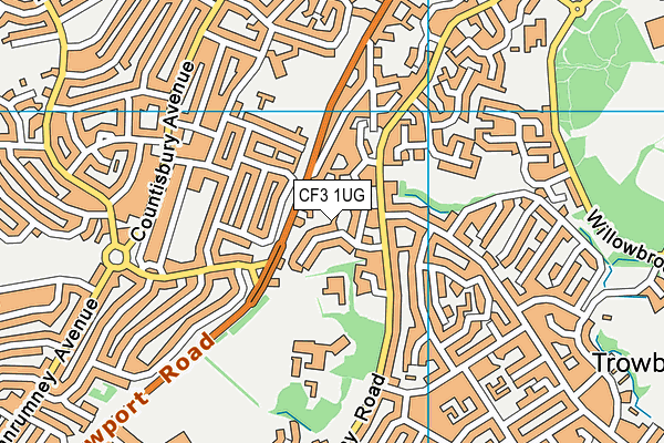 CF3 1UG map - OS VectorMap District (Ordnance Survey)