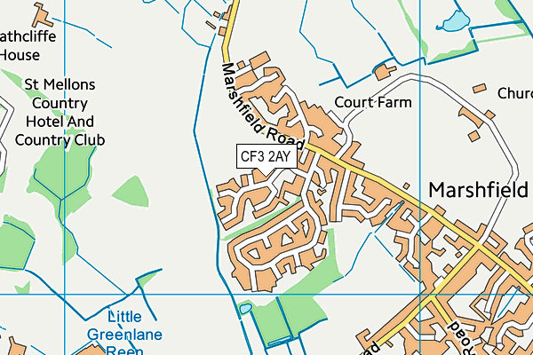 CF3 2AY map - OS VectorMap District (Ordnance Survey)
