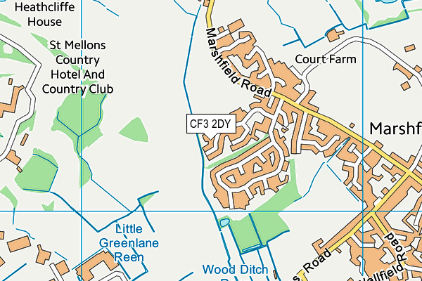 CF3 2DY map - OS VectorMap District (Ordnance Survey)