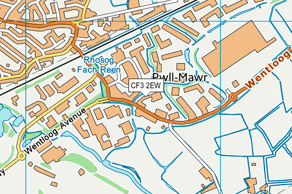 CF3 2EW map - OS VectorMap District (Ordnance Survey)
