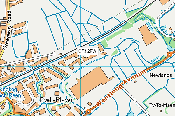 CF3 2PW map - OS VectorMap District (Ordnance Survey)