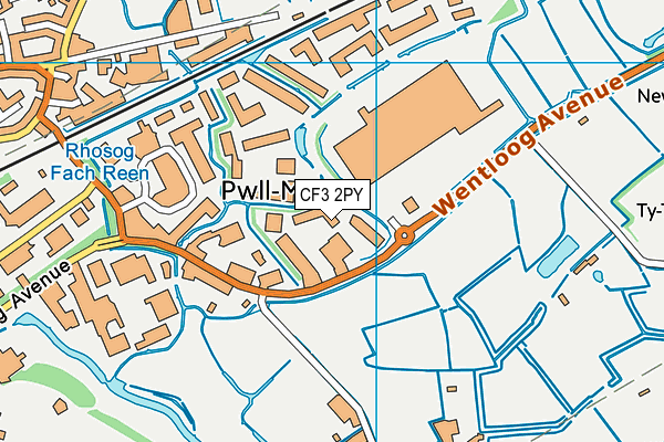 CF3 2PY map - OS VectorMap District (Ordnance Survey)