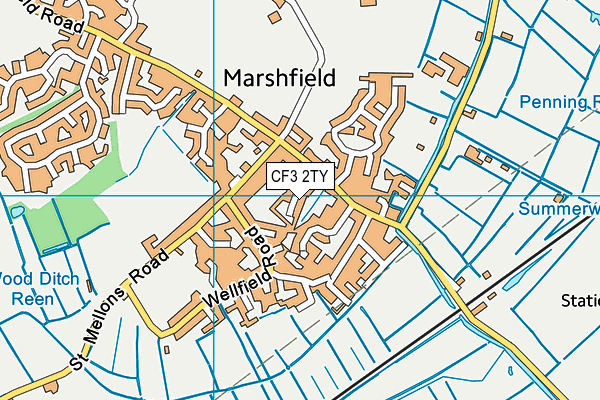 CF3 2TY map - OS VectorMap District (Ordnance Survey)