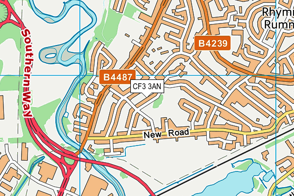 CF3 3AN map - OS VectorMap District (Ordnance Survey)