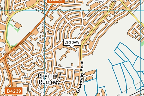 CF3 3AW map - OS VectorMap District (Ordnance Survey)