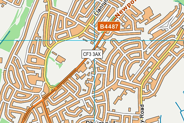 CF3 3AX map - OS VectorMap District (Ordnance Survey)
