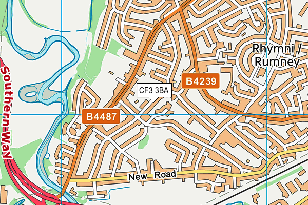 CF3 3BA map - OS VectorMap District (Ordnance Survey)