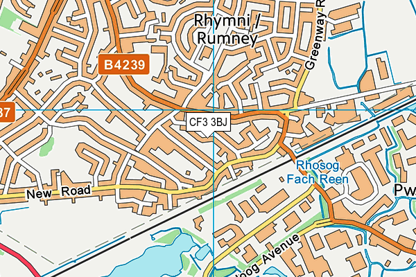 CF3 3BJ map - OS VectorMap District (Ordnance Survey)