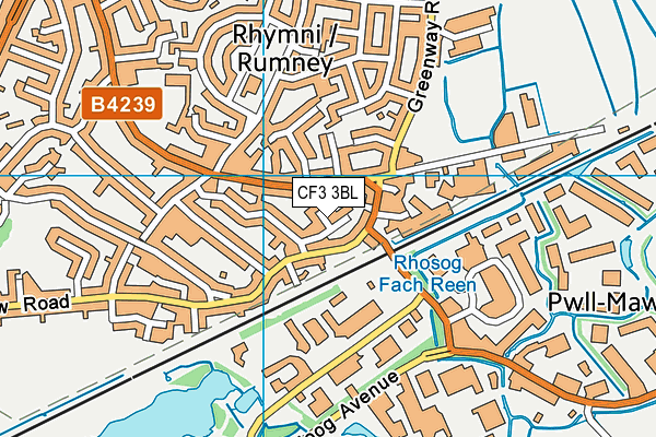 CF3 3BL map - OS VectorMap District (Ordnance Survey)