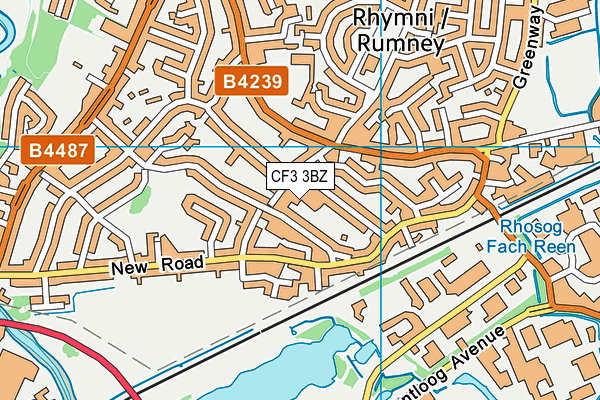 CF3 3BZ map - OS VectorMap District (Ordnance Survey)