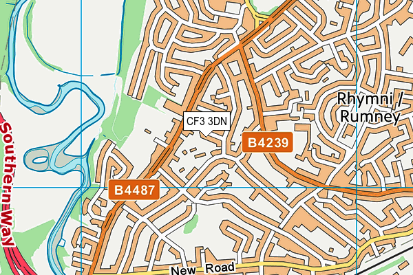 CF3 3DN map - OS VectorMap District (Ordnance Survey)