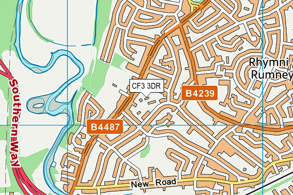 CF3 3DR map - OS VectorMap District (Ordnance Survey)