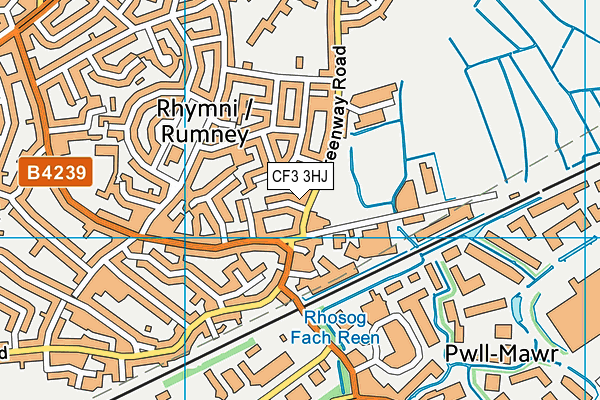 CF3 3HJ map - OS VectorMap District (Ordnance Survey)