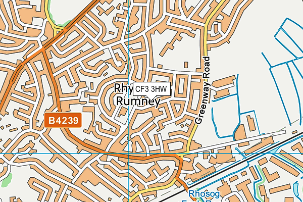 CF3 3HW map - OS VectorMap District (Ordnance Survey)