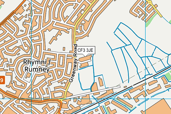 CF3 3JE map - OS VectorMap District (Ordnance Survey)