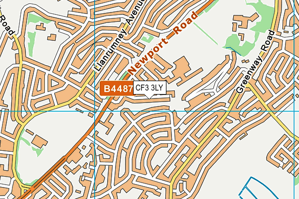 CF3 3LY map - OS VectorMap District (Ordnance Survey)