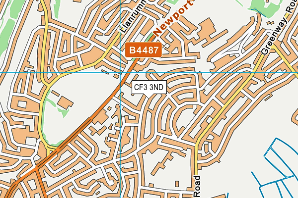 CF3 3ND map - OS VectorMap District (Ordnance Survey)
