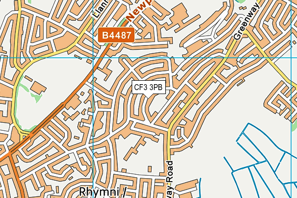 CF3 3PB map - OS VectorMap District (Ordnance Survey)