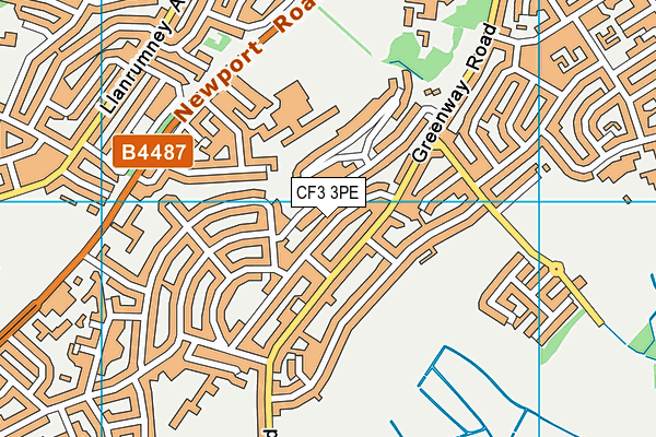 CF3 3PE map - OS VectorMap District (Ordnance Survey)