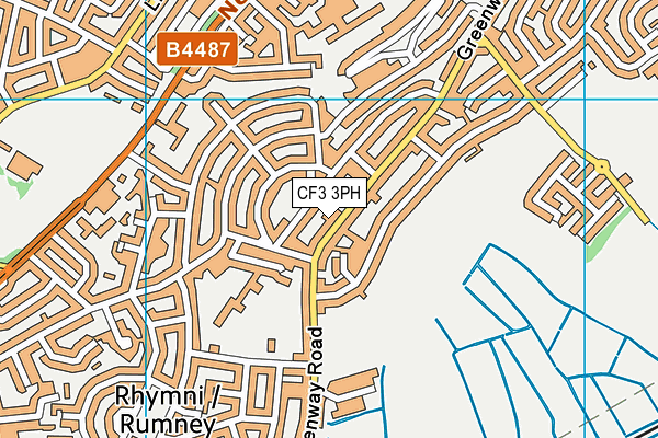 CF3 3PH map - OS VectorMap District (Ordnance Survey)