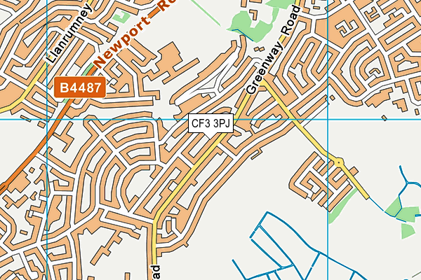 CF3 3PJ map - OS VectorMap District (Ordnance Survey)
