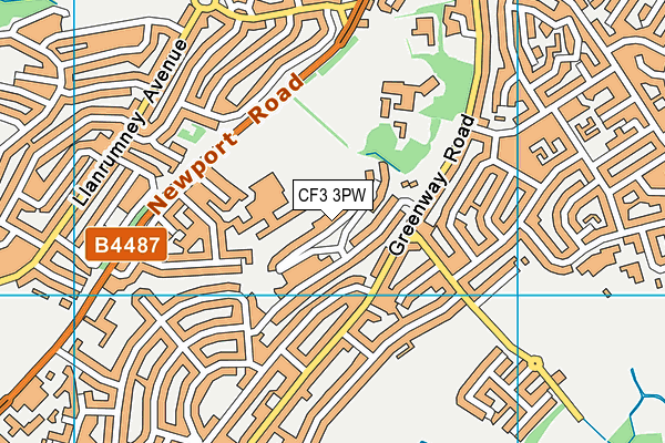 CF3 3PW map - OS VectorMap District (Ordnance Survey)