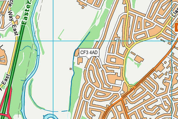 CF3 4AD map - OS VectorMap District (Ordnance Survey)