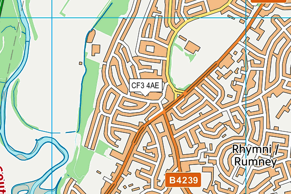 CF3 4AE map - OS VectorMap District (Ordnance Survey)