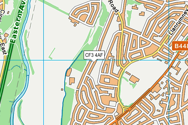 CF3 4AF map - OS VectorMap District (Ordnance Survey)