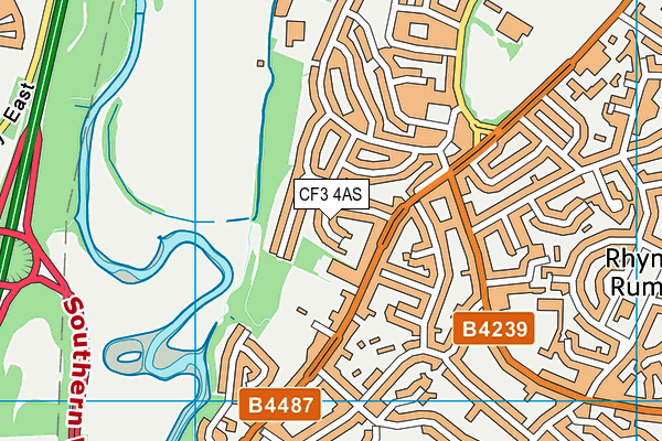 CF3 4AS map - OS VectorMap District (Ordnance Survey)