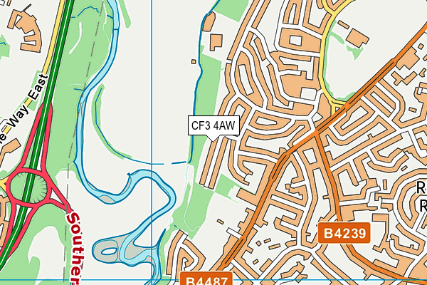 CF3 4AW map - OS VectorMap District (Ordnance Survey)