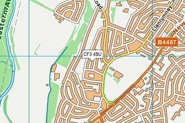 CF3 4BU map - OS VectorMap District (Ordnance Survey)