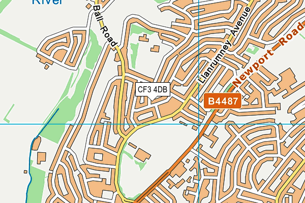 CF3 4DB map - OS VectorMap District (Ordnance Survey)