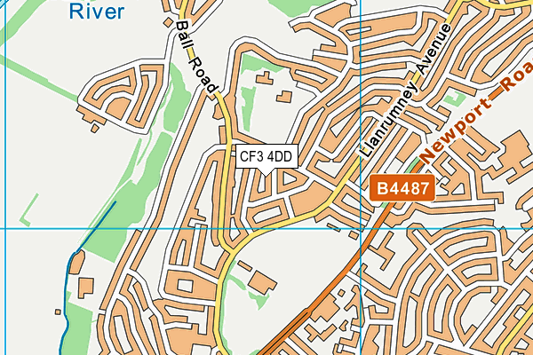 CF3 4DD map - OS VectorMap District (Ordnance Survey)