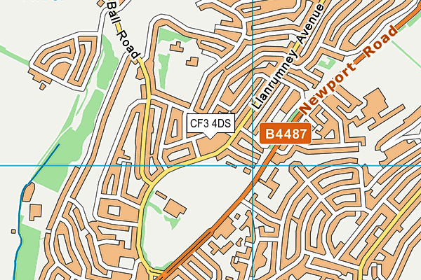 CF3 4DS map - OS VectorMap District (Ordnance Survey)