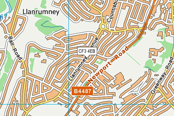 CF3 4EB map - OS VectorMap District (Ordnance Survey)