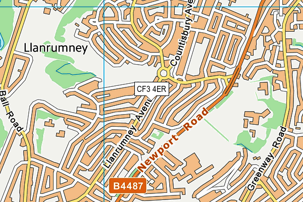 CF3 4ER map - OS VectorMap District (Ordnance Survey)