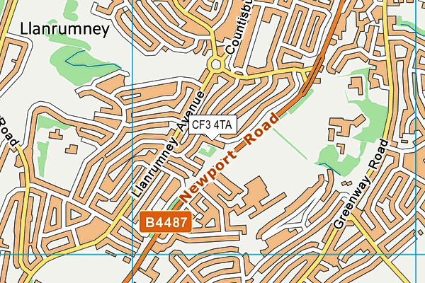 CF3 4TA map - OS VectorMap District (Ordnance Survey)