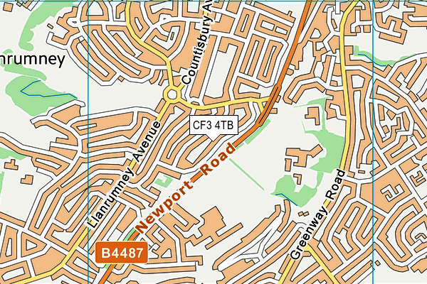 CF3 4TB map - OS VectorMap District (Ordnance Survey)