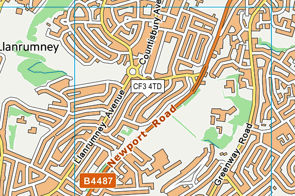 CF3 4TD map - OS VectorMap District (Ordnance Survey)