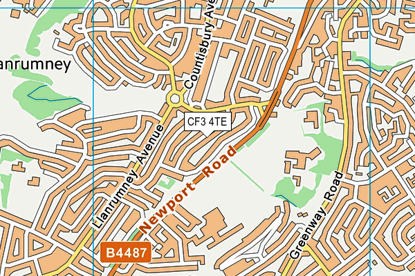 CF3 4TE map - OS VectorMap District (Ordnance Survey)