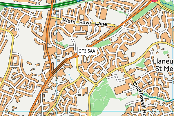 CF3 5AA map - OS VectorMap District (Ordnance Survey)