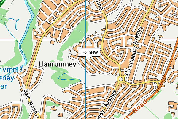 CF3 5HW map - OS VectorMap District (Ordnance Survey)