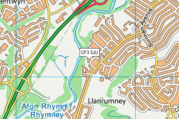 CF3 5JU map - OS VectorMap District (Ordnance Survey)