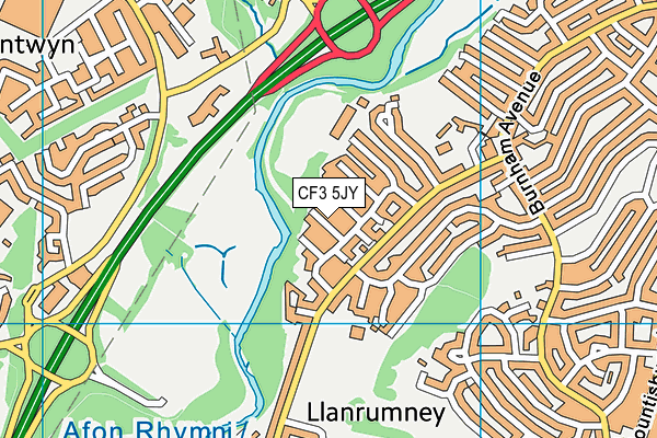 CF3 5JY map - OS VectorMap District (Ordnance Survey)