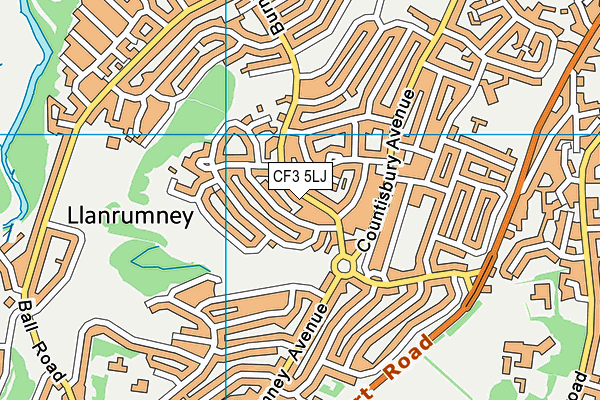 CF3 5LJ map - OS VectorMap District (Ordnance Survey)