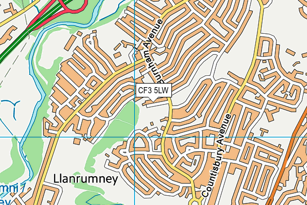 CF3 5LW map - OS VectorMap District (Ordnance Survey)