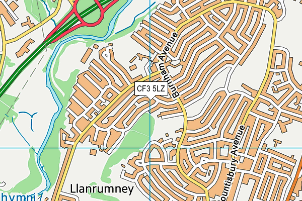 CF3 5LZ map - OS VectorMap District (Ordnance Survey)