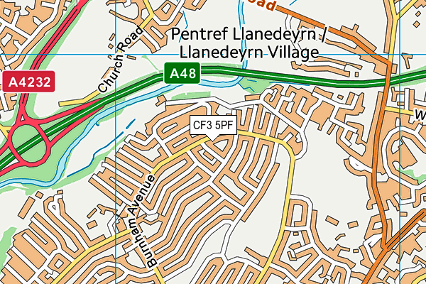 CF3 5PF map - OS VectorMap District (Ordnance Survey)