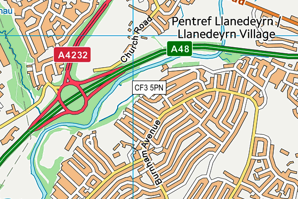 CF3 5PN map - OS VectorMap District (Ordnance Survey)